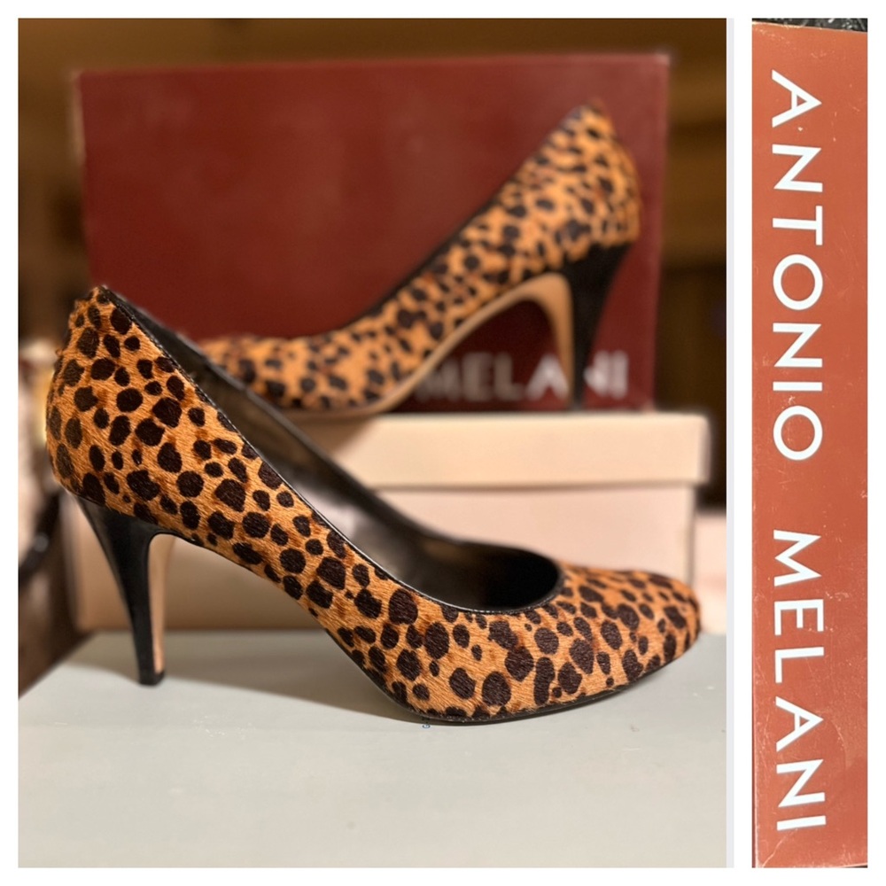 Antonio Melani Leopard/Cheetah Print Calf Hair Leather Heels
